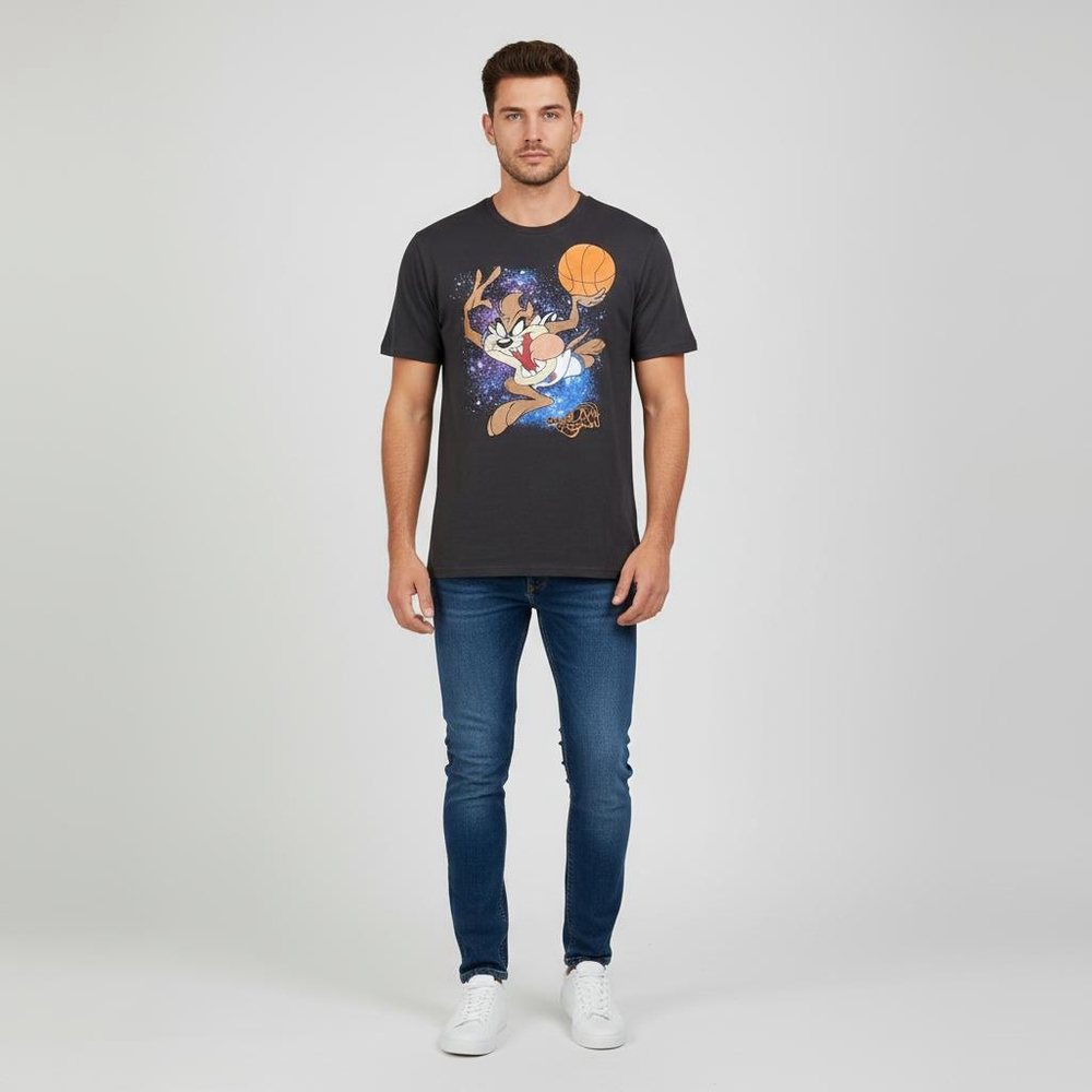 Men's Space Jam Black Taz Short Sleeve Tee L Multi-color
